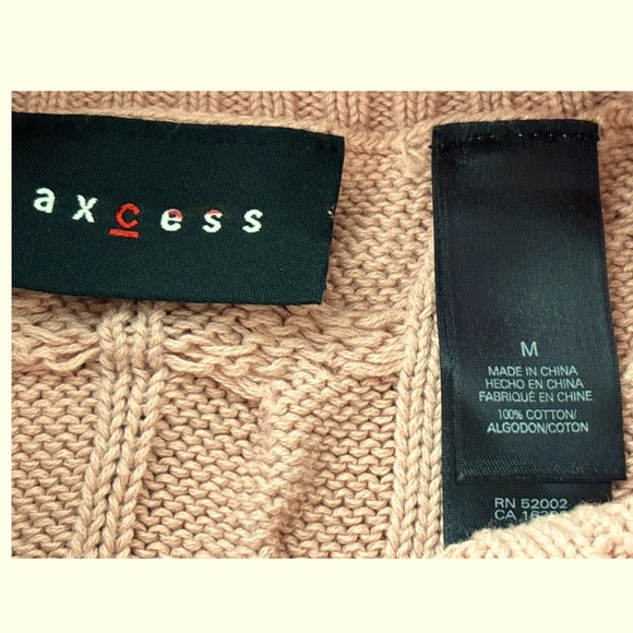 AXCESS sweater, dusty pink size medium, all cotton, turtleneck, cable knit - Picture 7 of 7